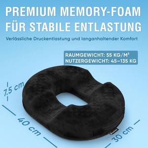 Produktbild für Orthopädisches-Sitzkissen Healthfix Sitzring, schwarz