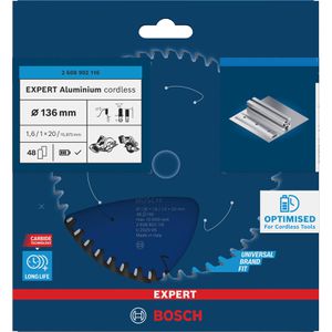 Produktbild für Kreissägeblatt Bosch Expert Aluminium Cordless, 2608902116