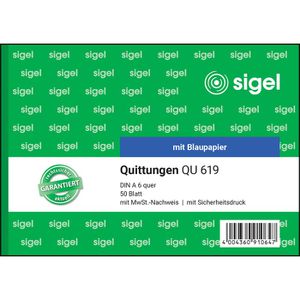 Produktbild für Quittungsblock Sigel QU619, fälschungssicher, MwSt. separat