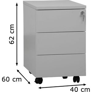 Produktbild für Rollcontainer G-Office MPS/P.3, aus Metall, lichtgrau