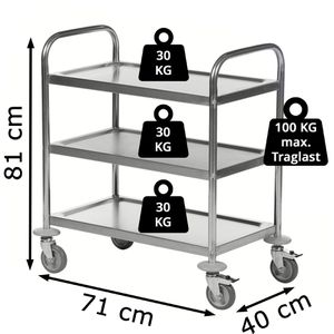 Produktbild für Servierwagen Kongamek KM60351, silber, aus Edelstahl
