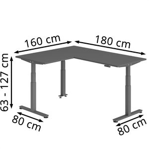 Produktbild für Schreibtisch Hammerbacher XDSMW, graphit / graphit