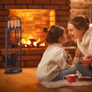 Produktbild für Kaminbesteck Relaxdays 10022291, aus Metall, schwarz, 5-teilig
