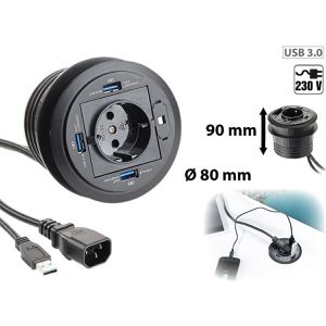Produktbild für Einbausteckdose Böttcher-AG schwarz, mit 1,8 m Kabel