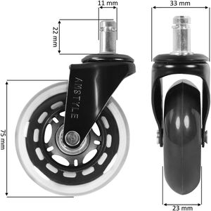 Produktbild für Stuhlrollen AMSTYLE SPM1.949, 5 Stück