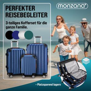 Produktbild für Koffer Monzana Baseline, blau, 3-teilig + Zubehör