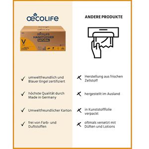 Produktbild für Papierhandtücher Oecolife Natural, 4801200, 1-lagig