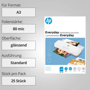 Produktbild für Laminierfolien HP Everyday 9152, DIN A3