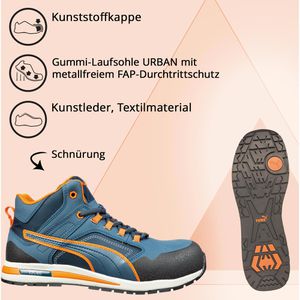 Puma-Safety Sicherheitsschuhe Crosstwist Mid Herren, blau, 44 Gr. HRO, S3, Böttcher – AG Stiefel, Synthetik