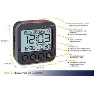 Produktbild für Wecker TFA 60.2550.01 Bingo 2.0 schwarz, digital