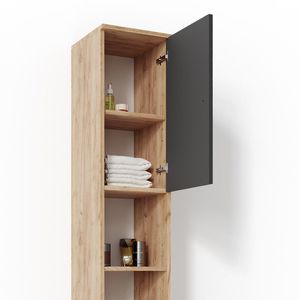 Produktbild für Badschrank Vicco Fynn, mit 4 Füßen, anthrazit / eiche