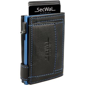 Produktbild für Kreditkartenetui SecWal Echt Leder blau/schwarz, für 10 Karten