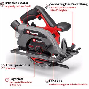 Produktbild für Handkreissäge Einhell-Professional TP-CS 18/165 LiBL-Solo Akku