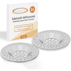 Abflusssieb ECENCE aus Edelstahl, Ø 7 cm, 2 Stück