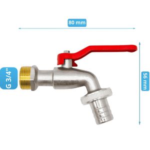 Produktbild für Auslaufventil Variosan 10674, Hebelgriff rot, aus Messing