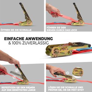 Produktbild für Spanngurt NTG rot, mit Haken &amp; Ratsche