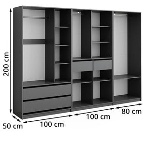 Produktbild für Kleiderschrank Vicco Elmo, 3er Set, anthrazit