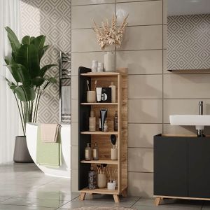 Produktbild für Badregal Vicco Karen, aus Holz, anthrazit / sonoma eiche
