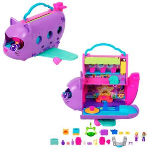 Polly-Pocket Spielset HWP19, ab 4 Jahre, Polly Pocket Kätzchen Flugzeug, 22 Teile