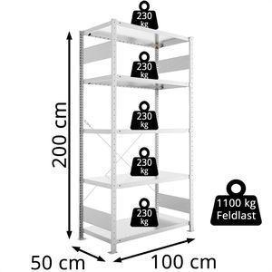 Produktbild für Schwerlastregal META-Regalbau 20088725, 5 Metallböden