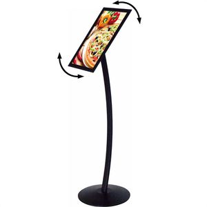 Infoständer Update-Displays Curved aus Aluminium, schwarz, A4