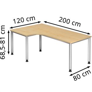 Produktbild für Schreibtisch Hammerbacher H-Serie, ahorn / silber