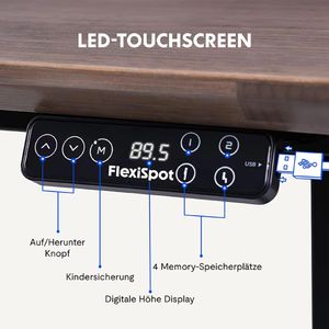 Produktbild für Schreibtischgestell FlexiSpot E7QB, schwarz, 4 Memoryspeicher
