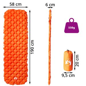 Produktbild für Isomatte vidaXL 4007114, orange, aufblasbar