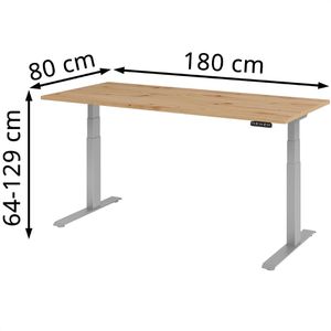 Produktbild für Schreibtisch Hammerbacher XDKB 19, asteiche / silber