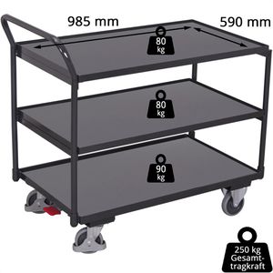 Produktbild für Tischwagen VARIOfit sw-600.600/AG, Metall &amp; Holz
