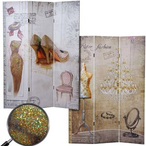 Produktbild für Paravent Mendler Glitzer Retro Fashion innen 3-tlg