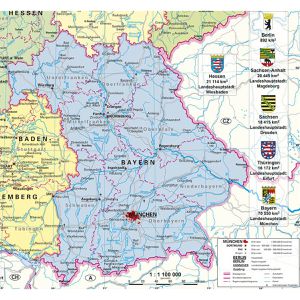 Produktbild für Deutschlandkarte Stiefel Lernkarte mit Wappen, rahmenlos