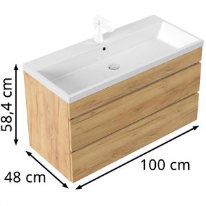 Produktbild für Waschtisch Posseik Fellini 100, hängend, eiche gold