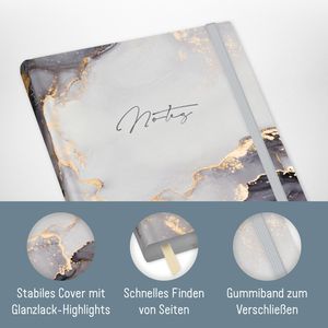 Produktbild für Notizbuch paper&amp;you Grey Marble, 6615-7, Karton Softcover