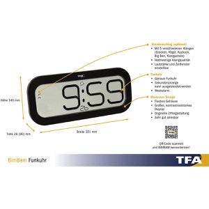 Produktbild für Wanduhr TFA 60.4514.01 Bimbam, Kunststoff, digital, Funkuhr
