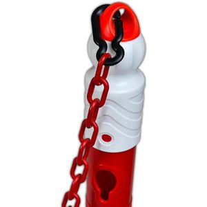 Produktbild für Absperrpfosten UvV PPC Quad, rot/weiß, aus Kunststoff