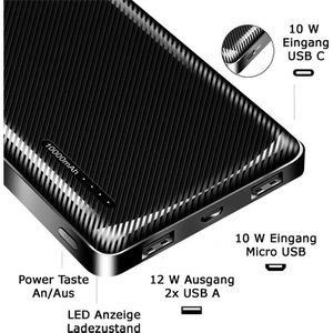 Produktbild für Powerbank LogiLink PA0316 schwarz , 10000mAh
