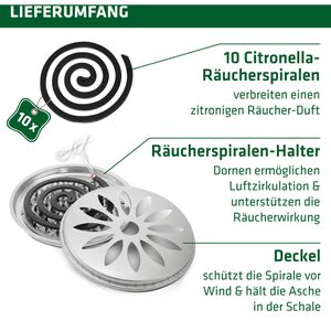 Produktbild für Mückenspirale Gardigo Citronella Räucher-Set