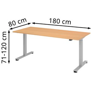 Produktbild für Schreibtisch Hammerbacher XMST 19, buche / silber
