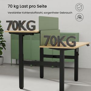 Produktbild für Schreibtisch FlexiSpot EH1B, Doppelarbeitsplatz, ahorn/schwarz
