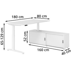 Produktbild für Schreibtisch Hammerbacher XBHM, 31071, weiß, mit Sideboard