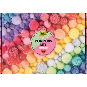 Pompons Folia 50349 Jumbo Pastell, farbig sortiert