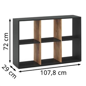 Produktbild für Bücherregal Vicco Karree, anthrazit / eiche