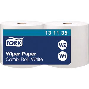 Putztuchrolle Tork Standard, 131135, W1 & W2, Zellstoff, weiß