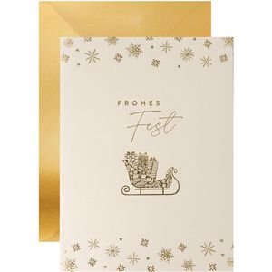 Weihnachtskarte Rössler-Papier Schlitten weiß