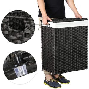 Produktbild für Wäschekorb Songmics LCB51BK, schwarz, mit Deckel