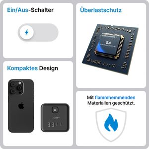 Produktbild für Steckdosenwürfel Voomy Power Cube S7, mit Schalter, schwarz