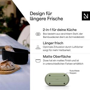 Produktbild für Brotkasten LARS-NYSØM Aegte Sage Green, Stahl / Bambus
