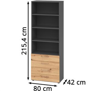 Produktbild für Kombischrank Hammerbacher Serie 9 Advanced, asteiche / graphit