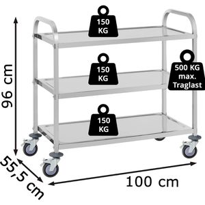 Produktbild für Servierwagen Royal-Catering RCSW-3A, silber, aus Edelstahl
